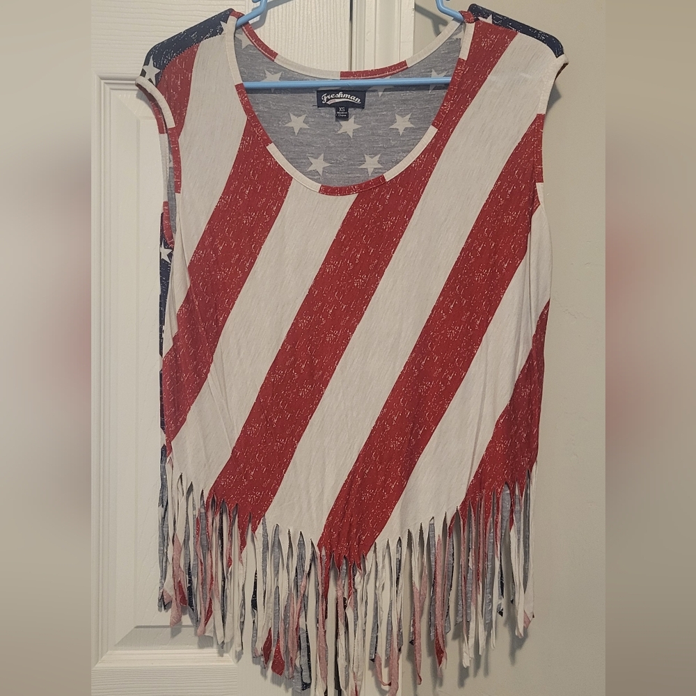 American Flag Top With Fringe